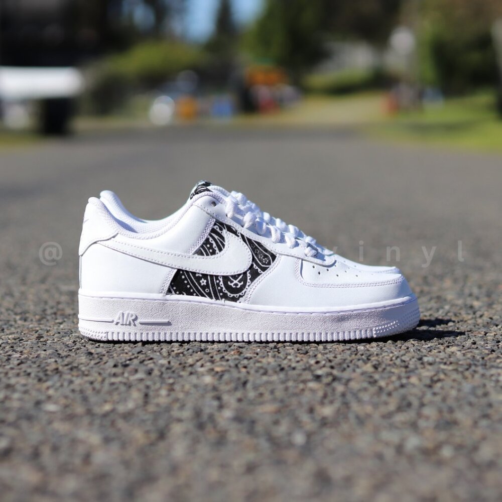 Nike Air Force 1 Low Black Bandana Custom NWT